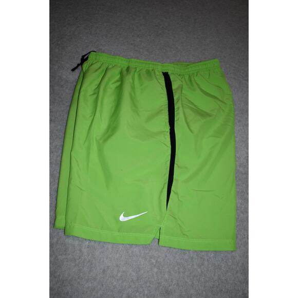 Nike Gym Lined Shorts Running Men Size Large Neon Green Performance 7" Inseam - Picture 1 of 7